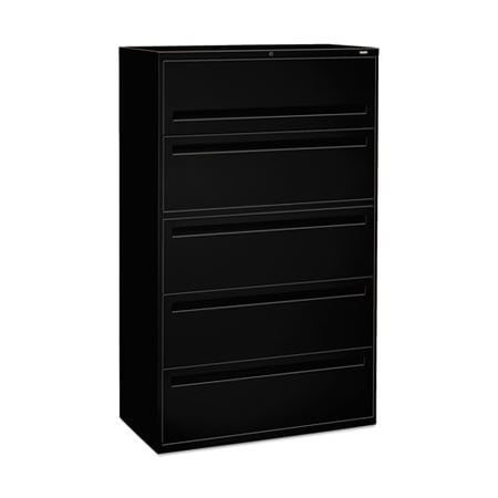 Hon HON, 700 SERIES FIVE-DRAWER LATERAL FILE WITH ROLL-OUT SHELVES, 42W X 18D X 64.25H, BLACK 795LP